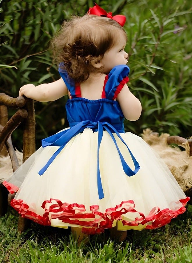 DURKU Snow White Princess Dress Set with 7 Accessories, Elegant Costume for Girls, Breathable Polyester Tulle Material, Perfect for Parties, Birthdays, Prom and Cosplay, Size: 100 cm - Image 3