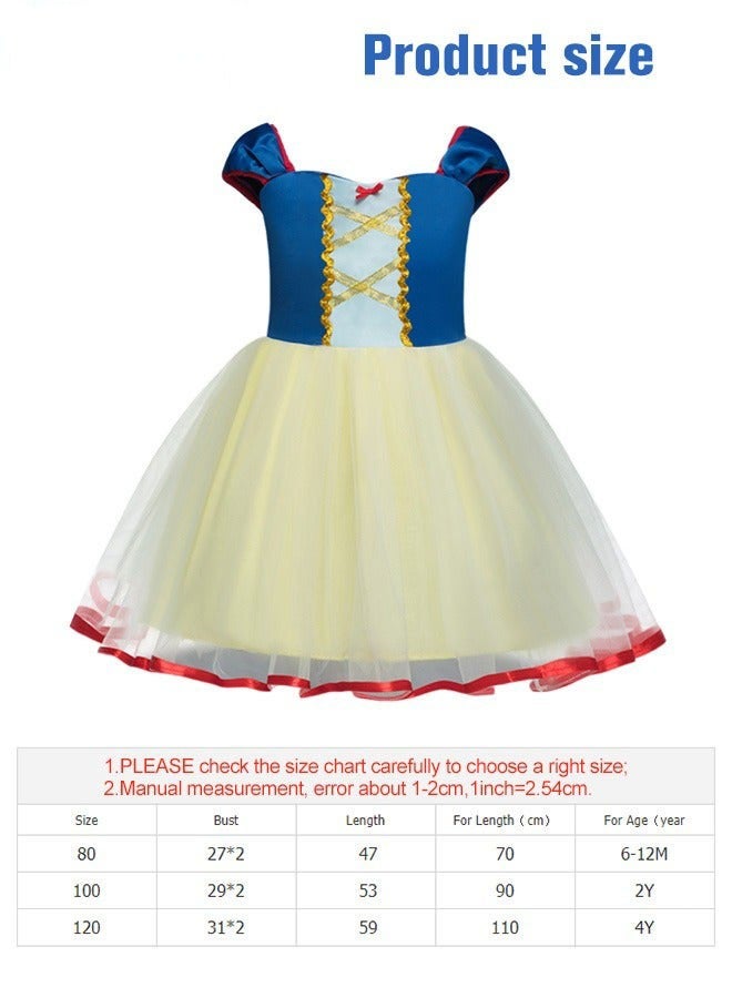 DURKU Snow White Princess Dress Set with 7 Accessories, Elegant Costume for Girls, Breathable Polyester Tulle Material, Perfect for Parties, Birthdays, Prom and Cosplay, Size: 100 cm - Image 5