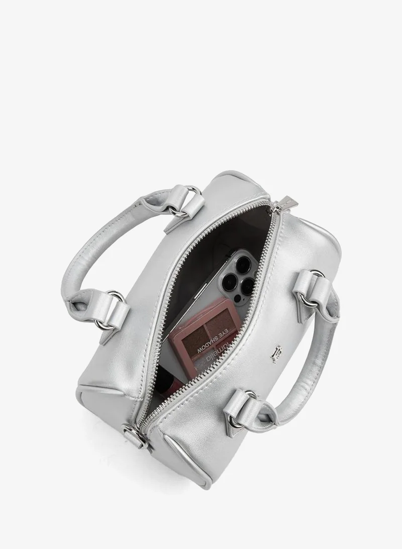 Flora Bella By Shoexpress Silver Solid Crossbody Bag with Detachable Strap for Women | Best Price UAE
