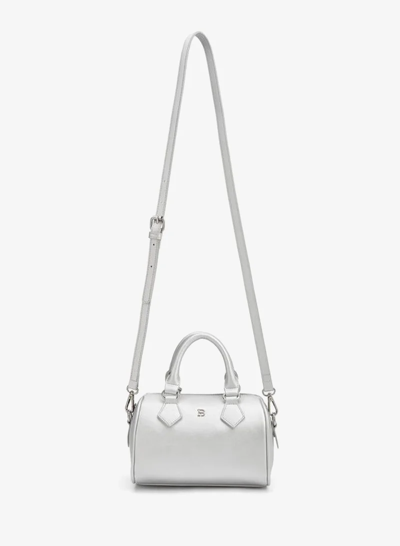 Flora Bella By Shoexpress Silver Solid Crossbody Bag with Detachable Strap for Women | Best Price UAE