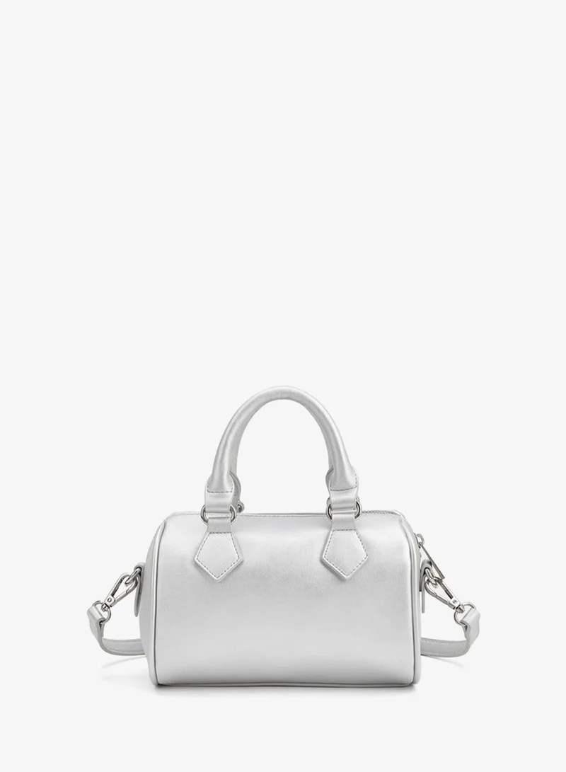 Flora Bella By Shoexpress Silver Solid Crossbody Bag with Detachable Strap for Women | Best Price UAE