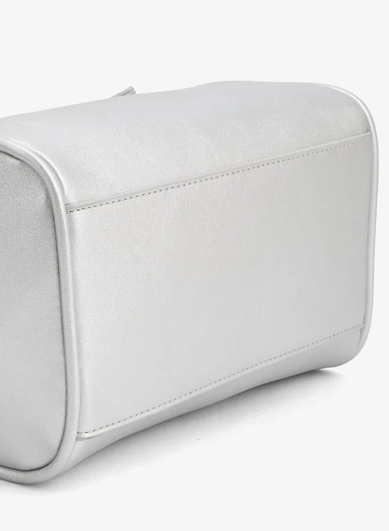 Flora Bella By Shoexpress Silver Solid Crossbody Bag with Detachable Strap for Women | Best Price UAE