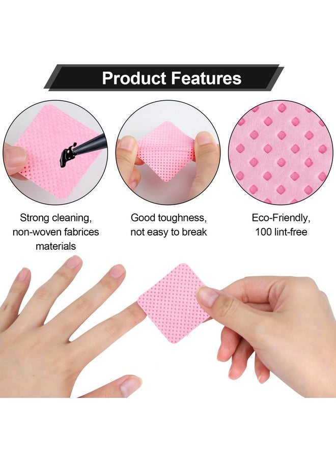 YTJYZZQ 400 pieces nail cotton pads,1 pull-down pump dispenser bottle, super absorbent soft non-woven eyelash glue wipes, nail polish dehumidifier for eyelash extension products and nail oil bottle (pink)  - Image 5