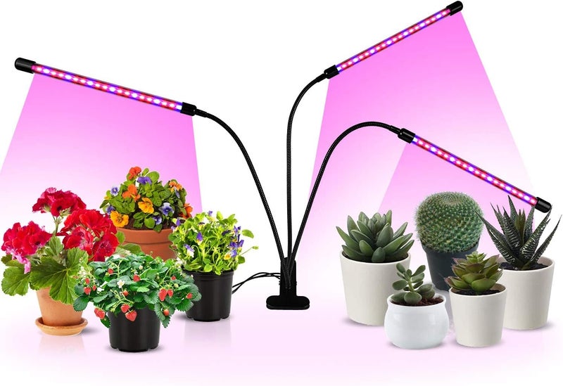 iPower iPower LED Grow Light with Full Spectrum for Indoor Plants Adjustable Gooseneck 23 Light Modes510 Dimmable Levels 3 Auto Timing Modes 3 Tubes RedBlue  - Image 1