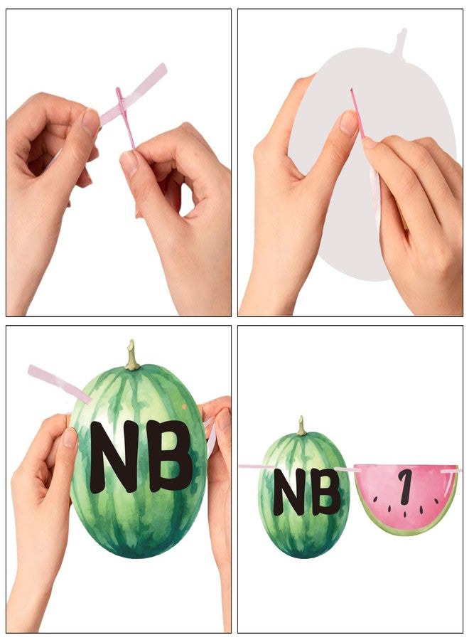 Aukolass Watermelon Photo Banner Summer Fruit Themed Party Decor for Baby Shower，1st Birthday Photo Banner Newborn to 12 Month Milestone Photograph (PINK) - Image 4