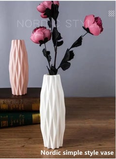 Kutis 1-Piece Nordic Simple Style Vase Floral Decoration for The Home Living Room Bedroom Tabletop Decoration PP Material White 5.5 x 4.5 x 21 Centimeter  - Image 1