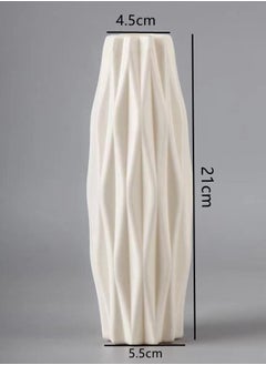 Kutis 1-Piece Nordic Simple Style Vase Floral Decoration for The Home Living Room Bedroom Tabletop Decoration PP Material White 5.5 x 4.5 x 21 Centimeter  - Image 4
