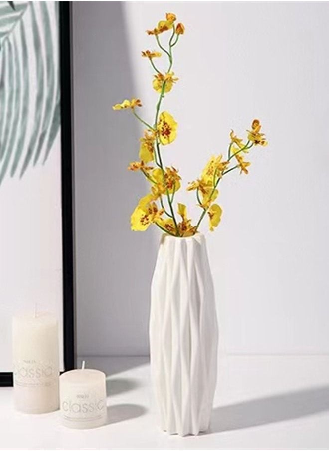 Kutis 1-Piece Nordic Simple Style Vase Floral Decoration for The Home Living Room Bedroom Tabletop Decoration PP Material White 5.5 x 4.5 x 21 Centimeter  - Image 3