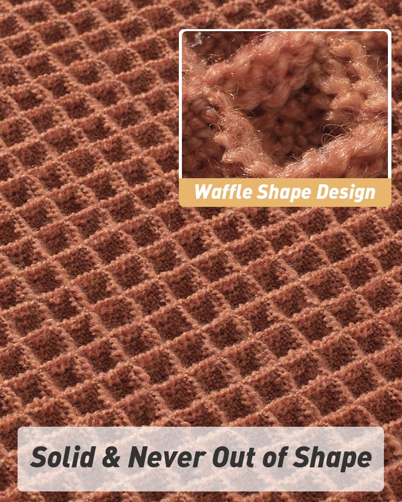 AMOAMI Upgraded Waffle Bath Mat  Super Absorbent Non Slip Bath Mats for Bathroom Floor  Machine Washable Bathroom Rugs with Tassels  Rubber Backed Bathroom Mats  Ultra Soft  20"" x 32""  Dirty Orange - Image 3