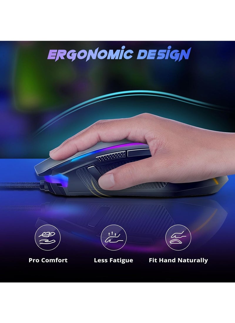 REDRAGON - Redragon Gaming Mouse, RGB Gaming Mouse Wired with 9 Programmable Macro Buttons, Chroma RGB Backlit, 8000 DPI Adjustable, PC Gaming Mice with Fire Button for Windows/Mac, Black, M910-K - Image 1