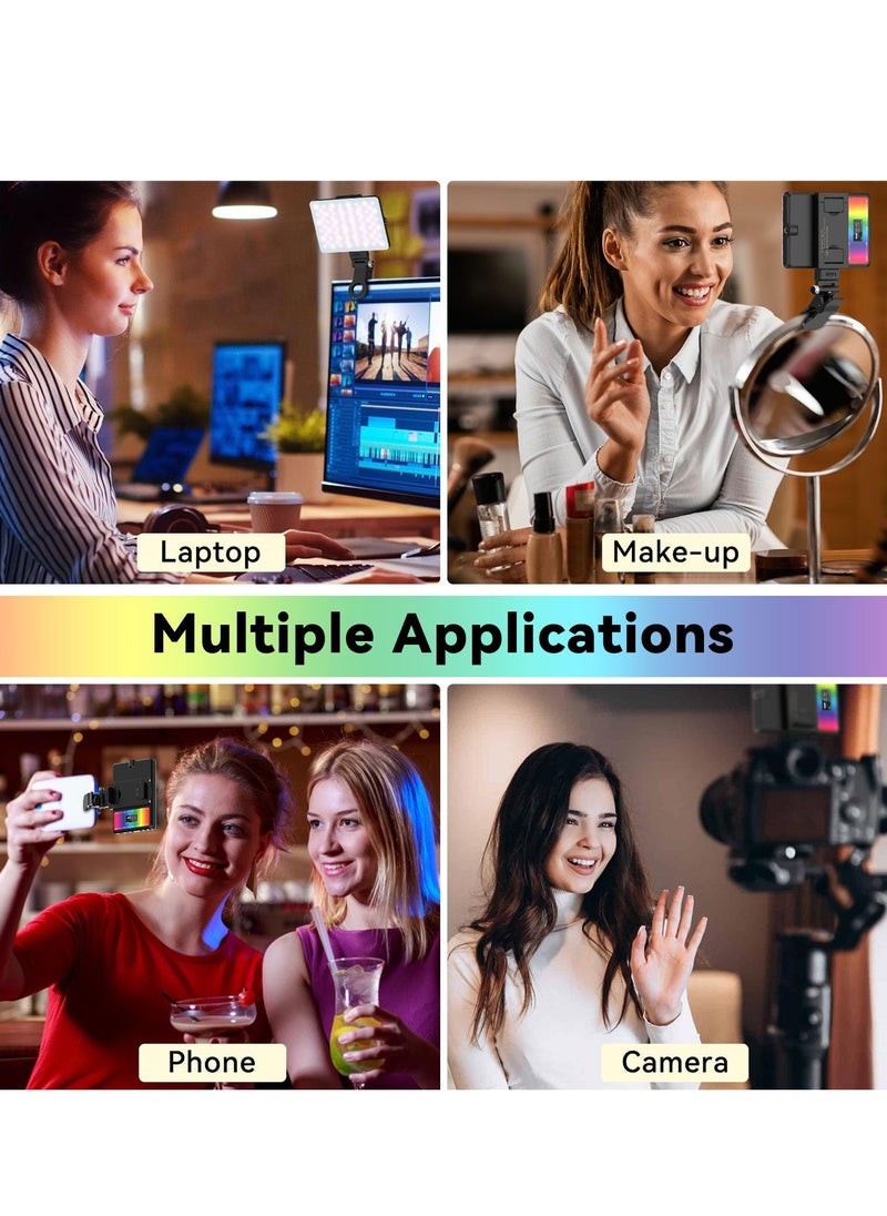 Excefore - RGB Video Lights, Selfie Light, LED Camera Light 360° Full Color Portable Photography Lighting, 3 Color Temperatures, 24 Special Effects Modes for Selfie, for Phone, Laptop - Image 1