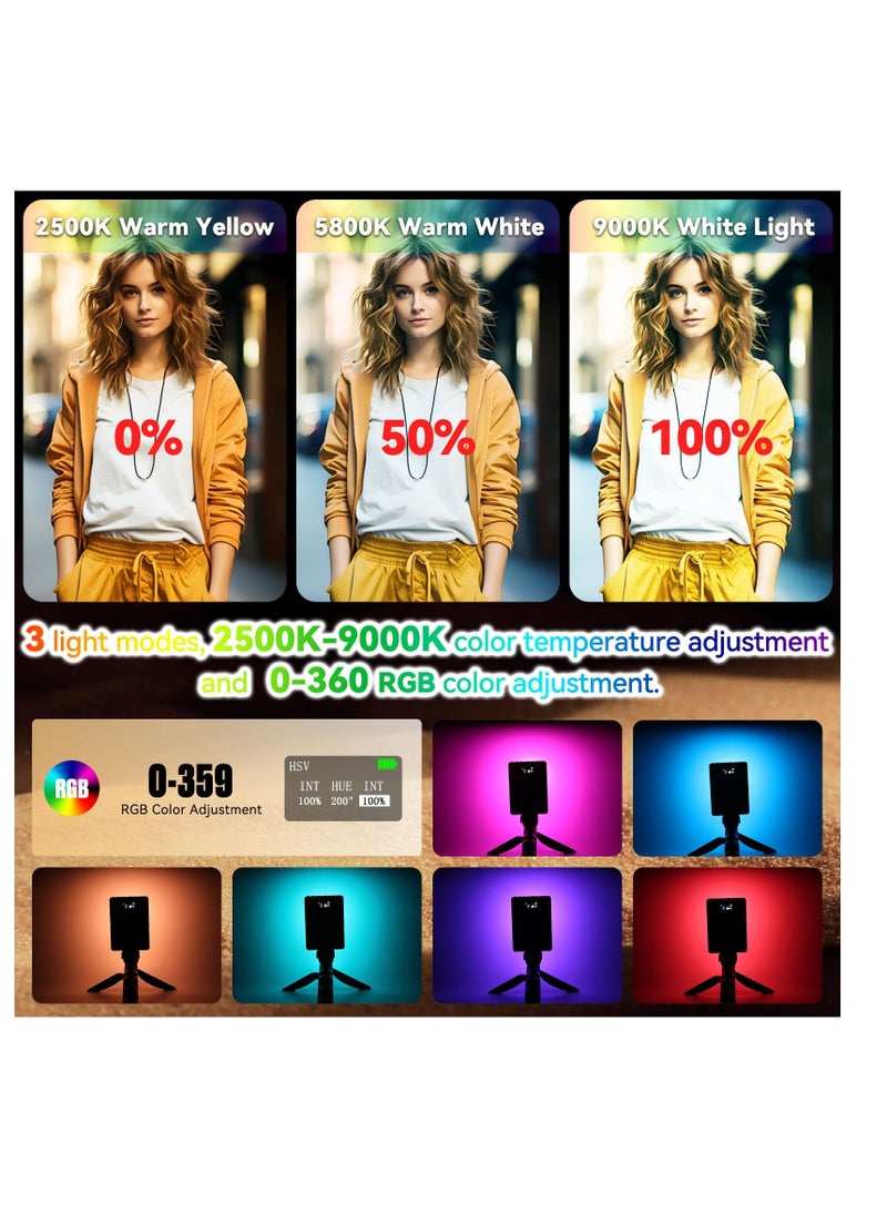 Excefore - RGB Video Lights, Selfie Light, LED Camera Light 360° Full Color Portable Photography Lighting, 3 Color Temperatures, 24 Special Effects Modes for Selfie, for Phone, Laptop - Image 1