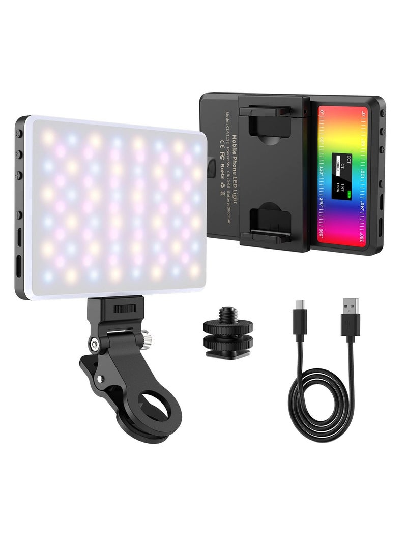 Excefore - RGB Video Lights, Selfie Light, LED Camera Light 360° Full Color Portable Photography Lighting, 3 Color Temperatures, 24 Special Effects Modes for Selfie, for Phone, Laptop - Image 1