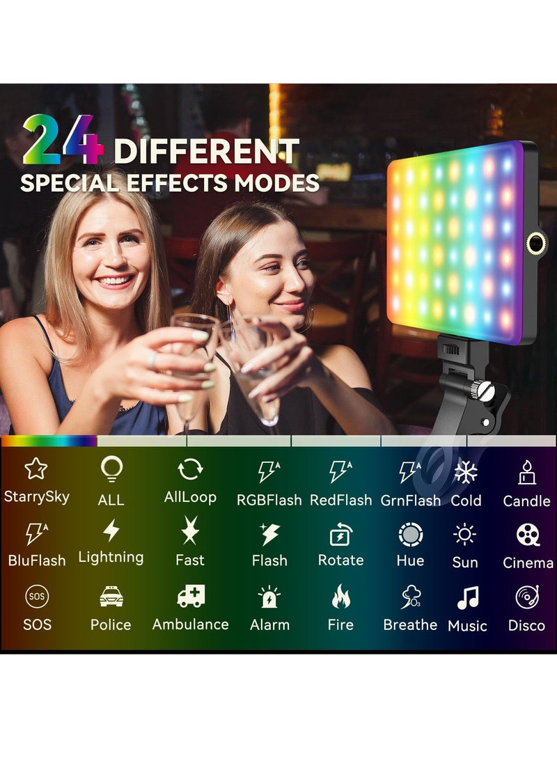 Excefore - RGB Video Lights, Selfie Light, LED Camera Light 360° Full Color Portable Photography Lighting, 3 Color Temperatures, 24 Special Effects Modes for Selfie, for Phone, Laptop - Image 1