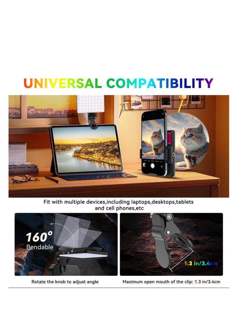 Excefore - RGB Video Lights, Selfie Light, LED Camera Light 360° Full Color Portable Photography Lighting, 3 Color Temperatures, 24 Special Effects Modes for Selfie, for Phone, Laptop - Image 1