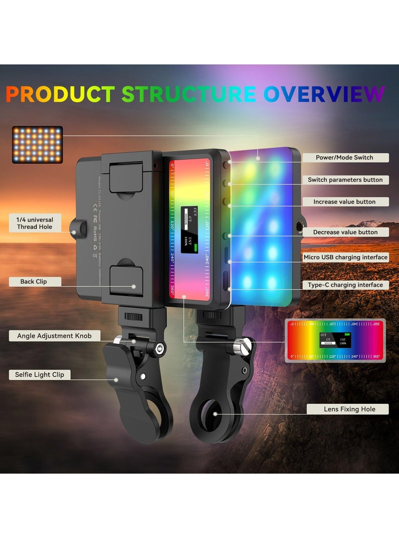 Excefore - RGB Video Lights, Selfie Light, LED Camera Light 360° Full Color Portable Photography Lighting, 3 Color Temperatures, 24 Special Effects Modes for Selfie, for Phone, Laptop - Image 1