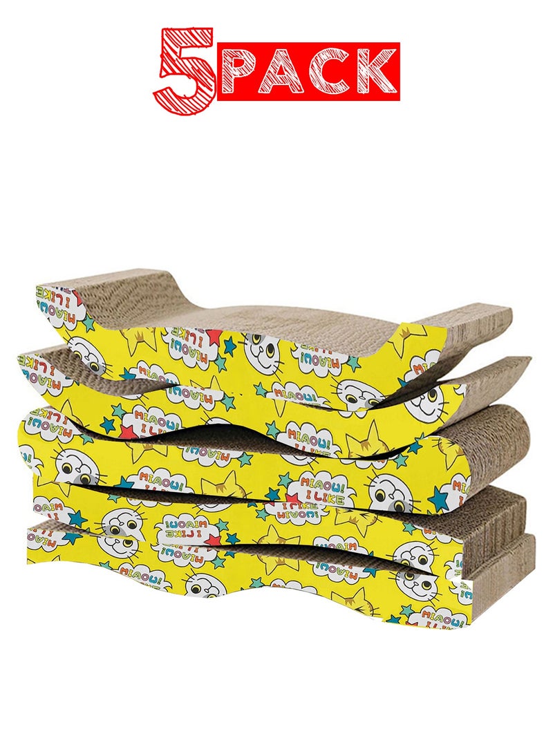 CATANES 5 Packs Of Cat Scratchers Cardboard Cat Scratch Pad with Premium Scratch Textures Design Durable Cat Scratching Pad - Image 1