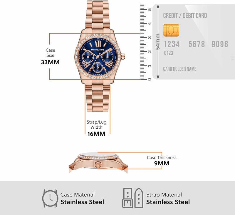 مايكل كورس Women Michael Kors Women's Lexington Lux Multifunction Rose Gold-Tone Stainless Steel Bracelet Watch - Image 5