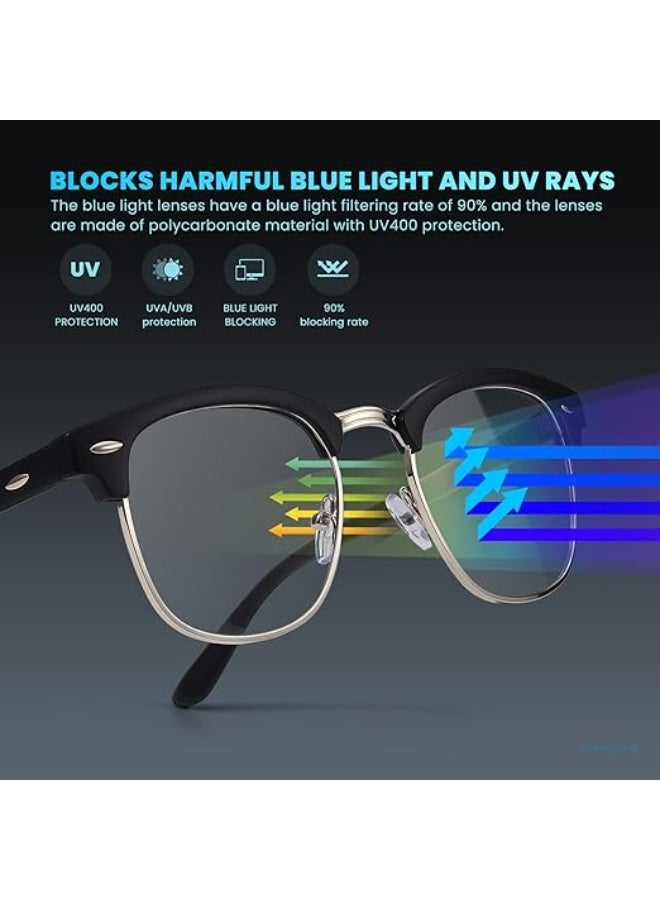 Blue Light Computer and Mobile Glasses – Stylish Square Metal Frame for Men and Women – Anti-Blue Light and Anti-Fatigue Lenses for Reading, Working, Studying, and Gaming - Image 4