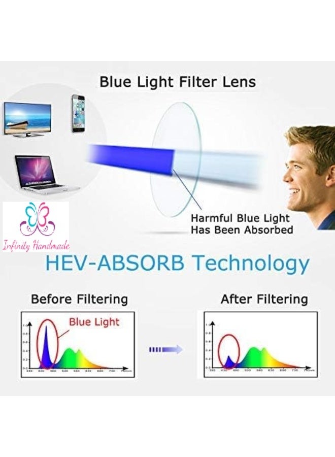 Blue Light Computer and Mobile Glasses – Stylish Square Metal Frame for Men and Women – Anti-Blue Light and Anti-Fatigue Lenses for Reading, Working, Studying, and Gaming - Image 5