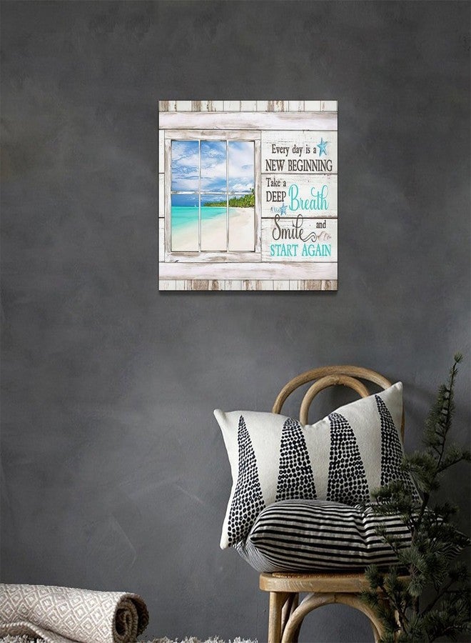 eiffecho Summer Coastal Nautical Wall Art Inspirational Quotes Beach Canvas Wall DecorPictures Painting Framed Artwork for Kitchen Bathroom Bedroom 12"x16" - Image 3