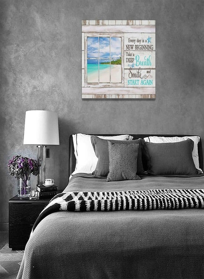 eiffecho Summer Coastal Nautical Wall Art Inspirational Quotes Beach Canvas Wall DecorPictures Painting Framed Artwork for Kitchen Bathroom Bedroom 12"x16" - Image 4