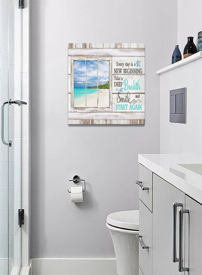 eiffecho Summer Coastal Nautical Wall Art Inspirational Quotes Beach Canvas Wall DecorPictures Painting Framed Artwork for Kitchen Bathroom Bedroom 12"x16" - Image 2