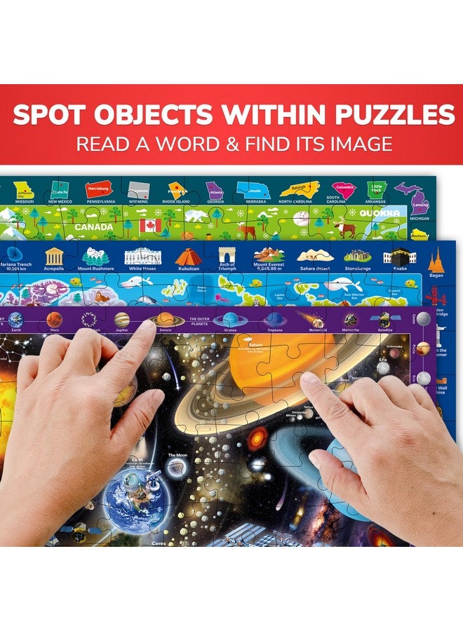 كوكا ألغاز QUOKKA من 100 قطعة للأطفال من سن 4 إلى 6 سنوات - مجموعة من 3 ألغاز أرضية للأطفال من سن 8 إلى 10 سنوات - ألعاب تعليمية عن خريطة العالم والفضاء من سن 5 إلى 7 سنوات - ألغاز تعليمية للولايات المتحدة للأطفال الصغار من سن 3 إلى 5 سنوات - Image 4
