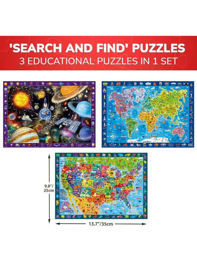 كوكا ألغاز QUOKKA من 100 قطعة للأطفال من سن 4 إلى 6 سنوات - مجموعة من 3 ألغاز أرضية للأطفال من سن 8 إلى 10 سنوات - ألعاب تعليمية عن خريطة العالم والفضاء من سن 5 إلى 7 سنوات - ألغاز تعليمية للولايات المتحدة للأطفال الصغار من سن 3 إلى 5 سنوات - Image 3