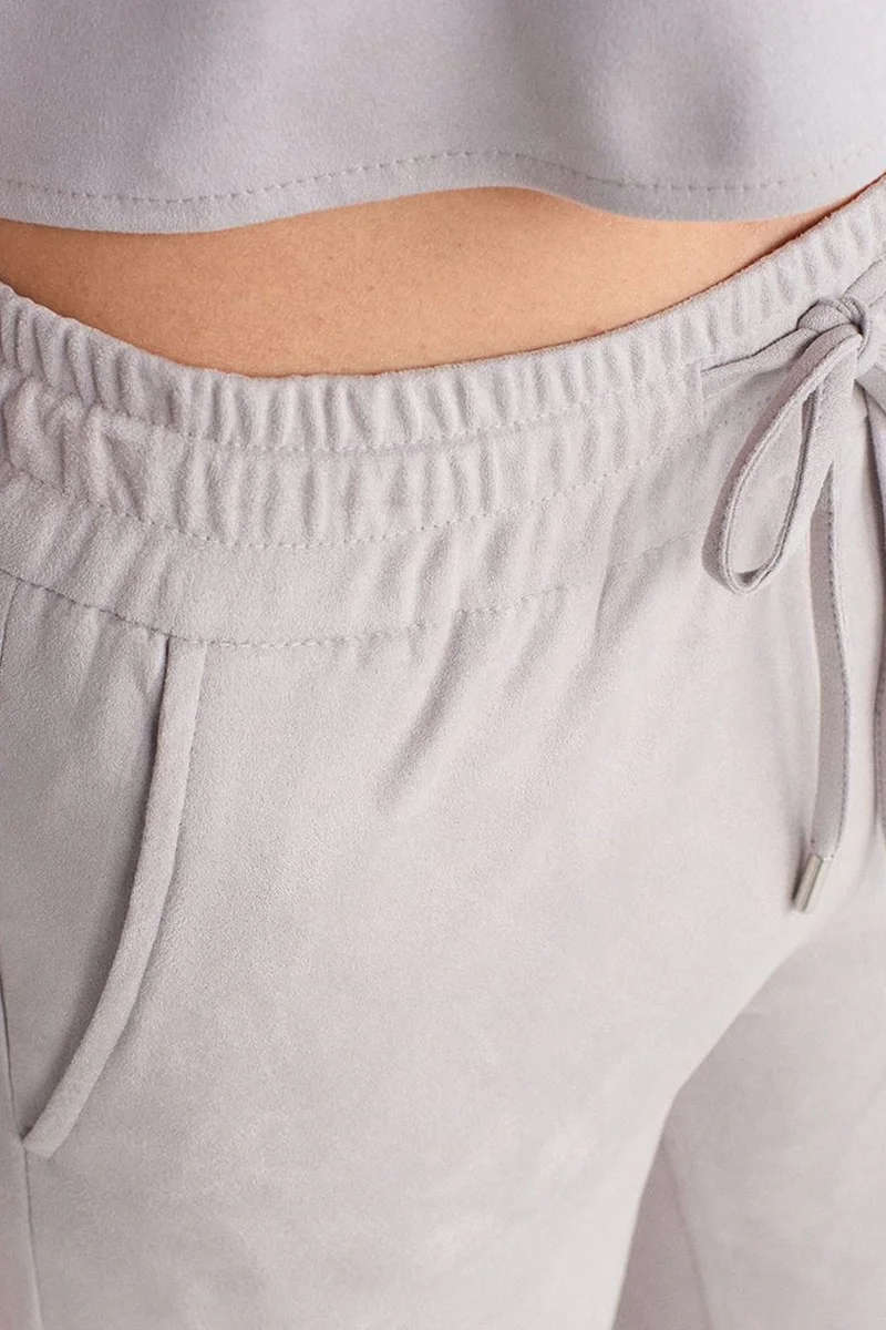 Dilvin Light Grey DILVIN Faux Suede Jogger Pants for Women | Best Price UAE