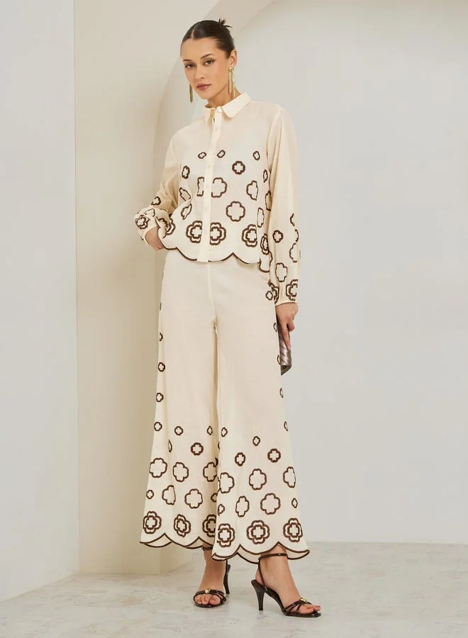 ستايلي بلوزة بأكمام طويلة مطرز