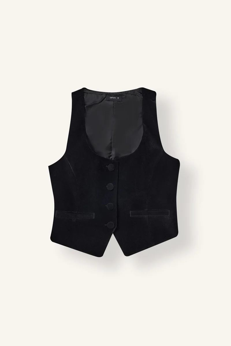 Defacto  Buttoned Corduroy Vest U-Neck for Women | Best Price UAE