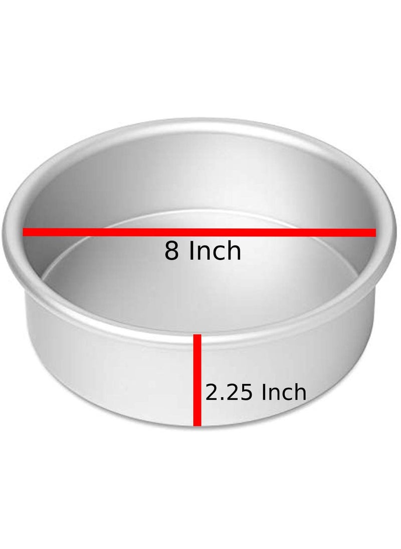 FOSSIL FOSSIL Aluminium Baking Round Cake PanMould for Microwave Oven 8 Diameter x 225 Height 1KG Silver  - Image 2