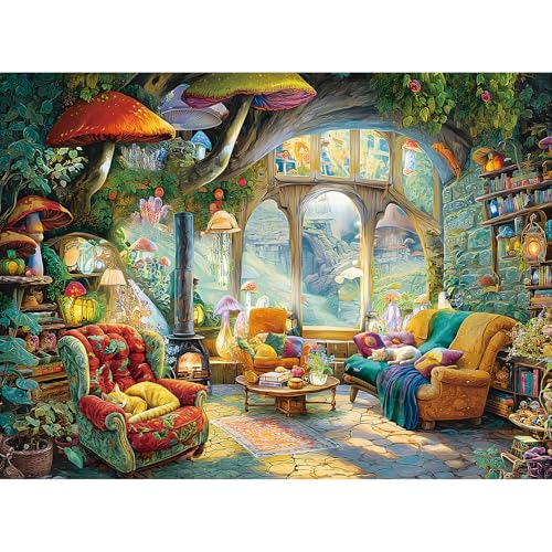 Blueforest Fantasy Mushroom Living 1000 Piece Puzzle for Adults Fun Puzzles for Adults 1000 Pieces with HD Print Poster 275 197 in Dust Free for Gifts Halloween Christmas Family Games Lovers - Image 1