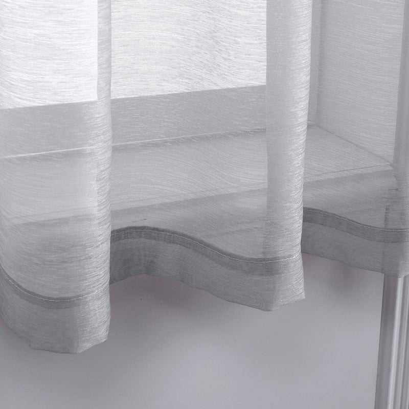 DONREN 63 Inch Textured Sheer Curtains Luxury Soft Grommet Top Shear Curtains for Bedroom,Gray,Set of 2 - Image 5