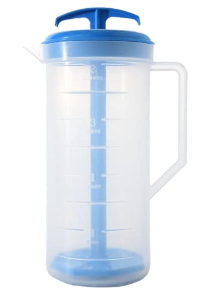 JBK Pottery JBK Pottery 2Quart Blue Mixing Pitcher with Plunger  BPAFree Plastic Mixing Jug for Juice Milk Tea Shakes and More  DishwasherSafe SpillProof Lid Smart Stirring Design 