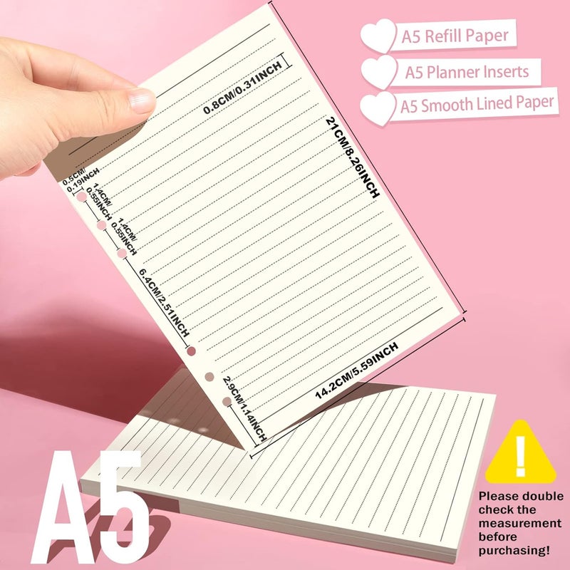 LEOBRO A5 Paper, Planner Inserts for A5 Binder, 5.5 x 8.5 Lined Paper with Binder Pockets, for Refillable Notebook, Journal, Planner Refills - Image 2