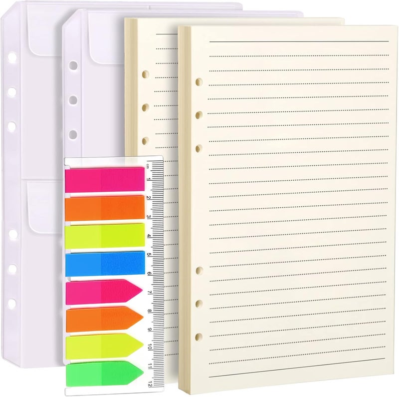 LEOBRO A5 Paper, Planner Inserts for A5 Binder, 5.5 x 8.5 Lined Paper with Binder Pockets, for Refillable Notebook, Journal, Planner Refills - Image 1