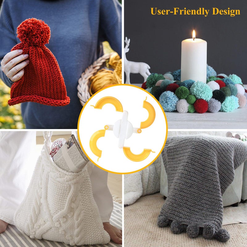 LOVEINUSA 16PCS Knitting Loom and Pompom Maker Set, Pompom Maker Set Pom Makers Pompom Maker with Yarn Skeins for Beginners Christmas Hat Scarf Shawl Sweater Socks - Image 4