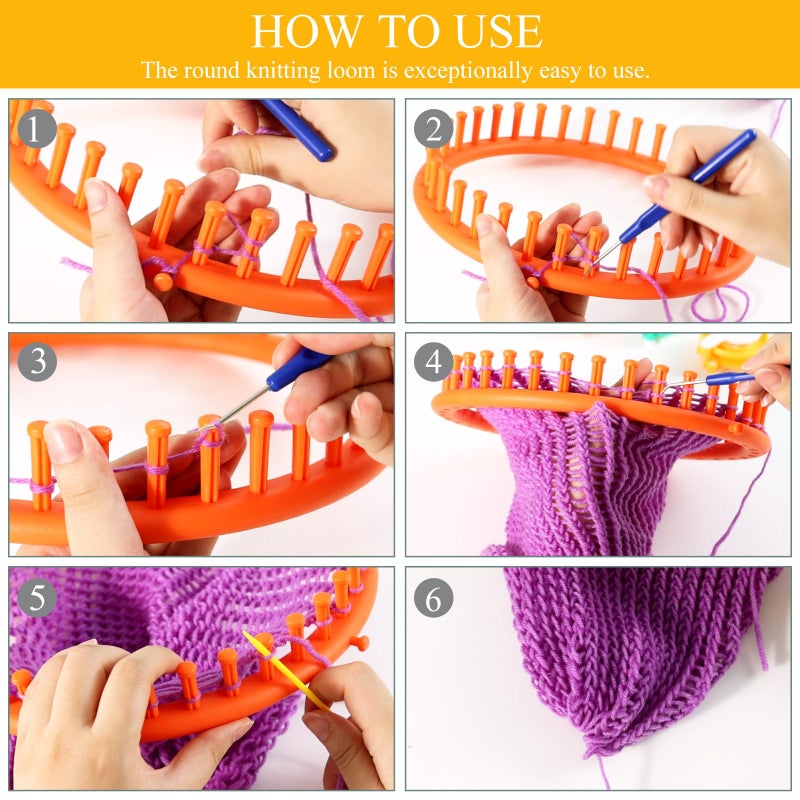 LOVEINUSA 16PCS Knitting Loom and Pompom Maker Set, Pompom Maker Set Pom Makers Pompom Maker with Yarn Skeins for Beginners Christmas Hat Scarf Shawl Sweater Socks - Image 5