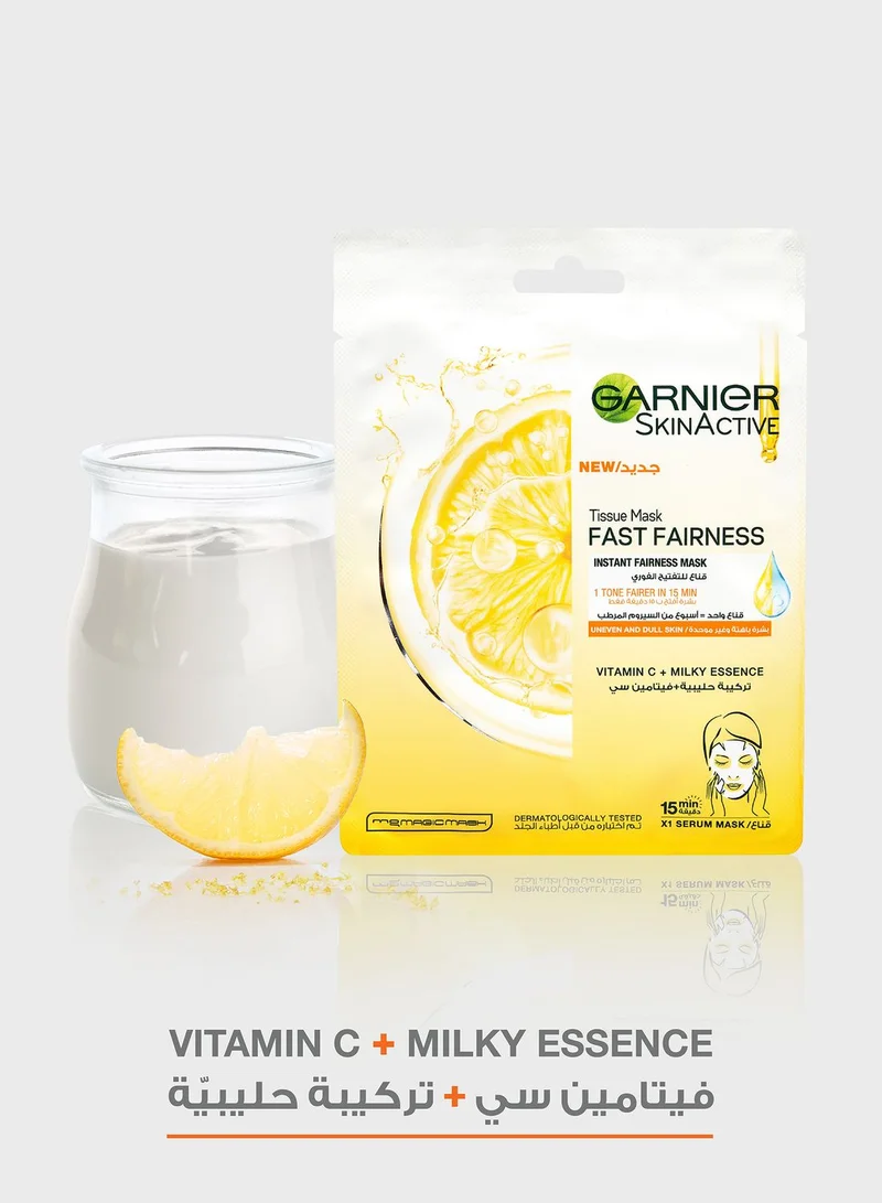 garnier Skinactive Fast Fairness Instant Fairness Tissue Mask with Vitamin C and Milky Essence 28g