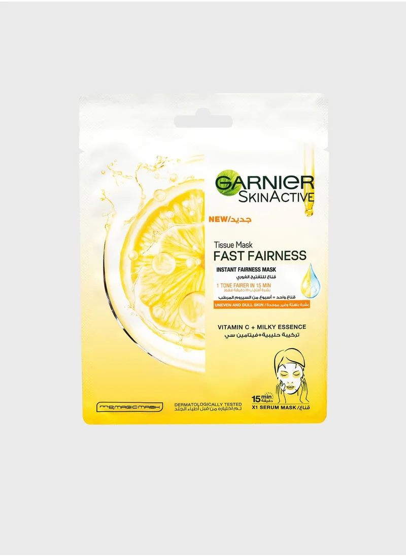 Garnier Skinactive Fast Fairness Instant Fairness Tissue Mask with Vitamin C and Milky Essence 28g