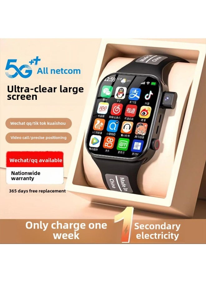 Generic [Official Genuine Goods] Student Children's Smart Phone Watch 5G Netcom Plug-in Card Multifunctional Waterproof Positioning-Color:Top Version White [ultra-clear Dual Camera + 128g] 5g Full Network Access + Face Recognition + Deep Waterproof + Qq + Learning App + Video Call  - Image 2