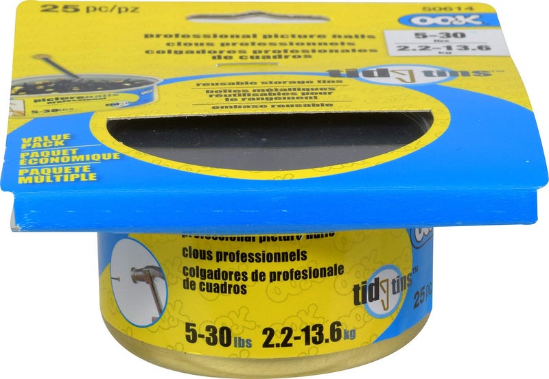 أو أو كيه Ook 50614 مسامير فولاذية زرقاء معلقة للصور الاحترافية أسود/نحاسي 30 رطل (25 قطعة) - Image 2