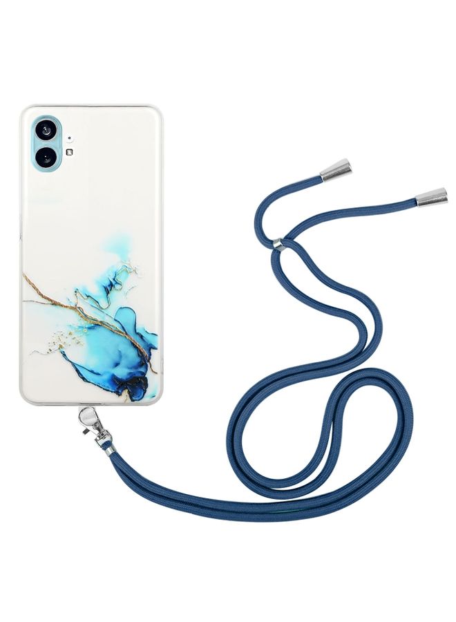 Case Cover For Nothing Phone 1 Hollow Marble Pattern TPU Phone Case with Strap Blue