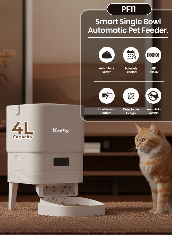 Knox Powering Generations 4L Automatic Pet Feeder for Cats & Dogs, Programmable Timer, Portion Control, Dual Power, Waterproof Design, Built-in Desiccant Box, Food Stuck Sensor, Anti Ant Technology - Image 2