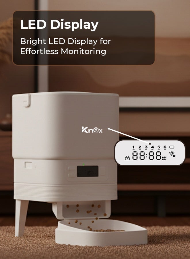 Knox Powering Generations 4L Automatic Pet Feeder for Cats & Dogs, Programmable Timer, Portion Control, Dual Power, Waterproof Design, Built-in Desiccant Box, Food Stuck Sensor, Anti Ant Technology - Image 3
