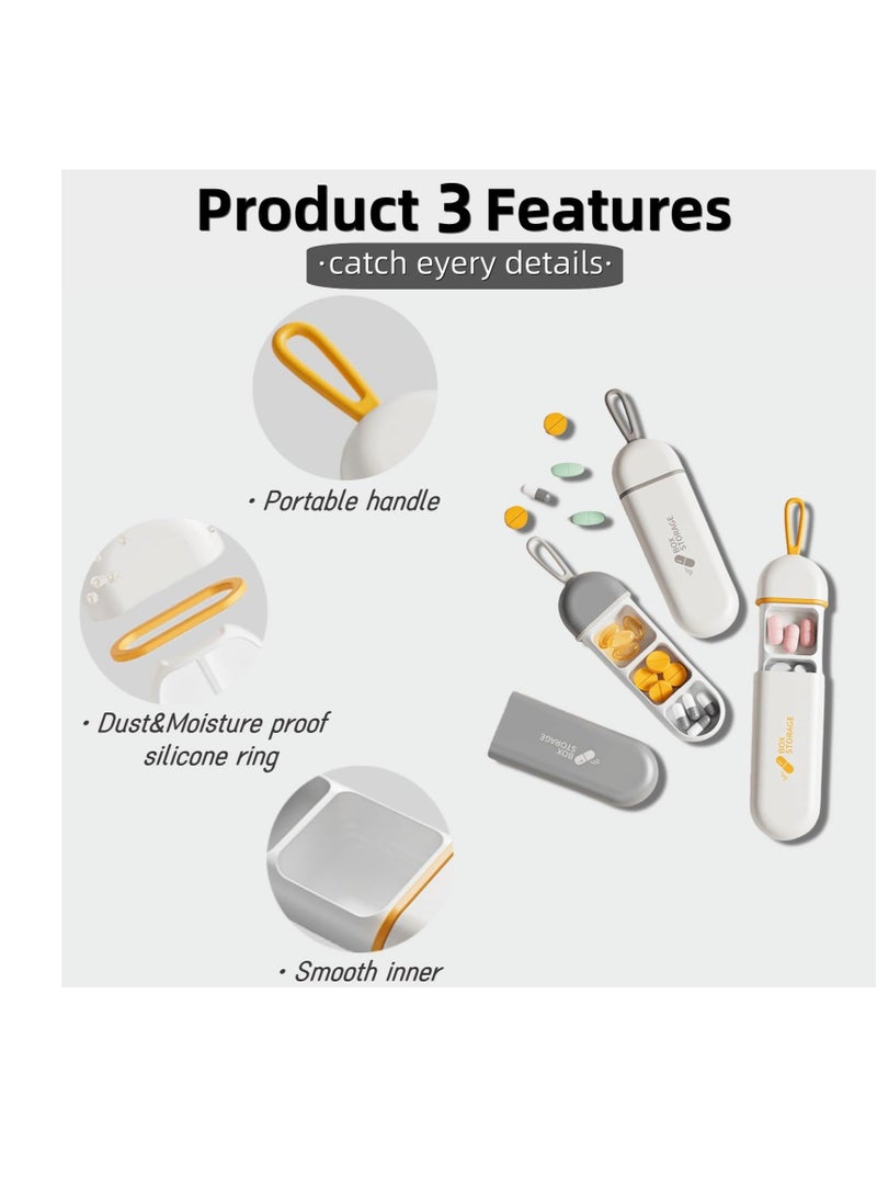 كابتن تيك Portable Pill Organizer, 3 Packs Small Pill Case, 3 Compartments Portable Pill Case, Travel Moisture Proof Pill Box, travel pill case for Tablets Vitamins Cod Liver Oil Supplements, Medication - Image 5