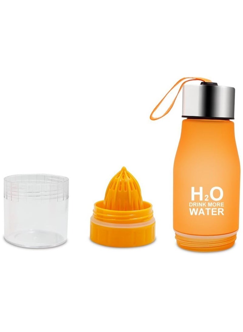 H2O زجاجة ماء أكواب صالة رياضية مع محقن فواكه وعصارة كوب صحي 650 مل H2O زجاجة ماء رياضية خارجية كوب عصير ليمون صانع عصير صحي - Image 2