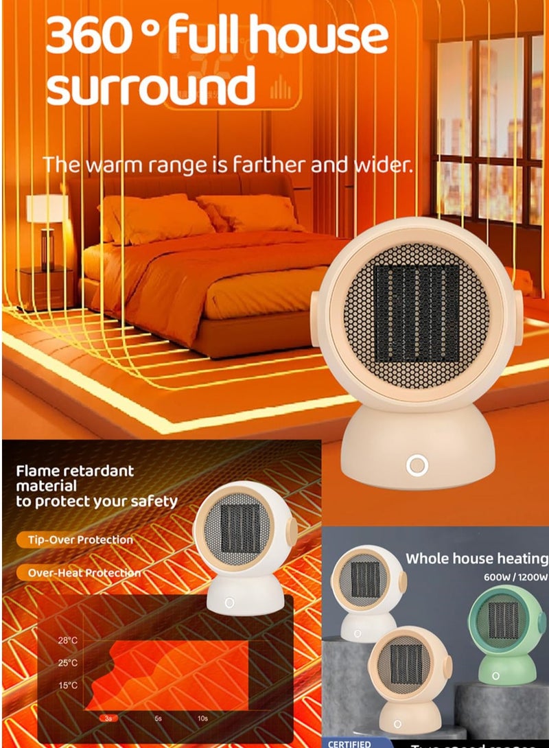 SYOSI Portable Ceramic Space Heater with Adjustable Comfort control Thermostat, 2 Mode PTC Small Energy Efficient Heater, Built-in Overheat & Tip-Over Protection, Quiet heater (Green - Image 5